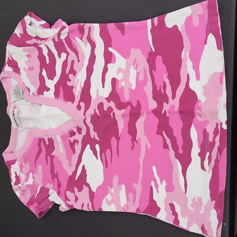 Energie Pink Glittery Camouflage Short Sleeve T-shirt